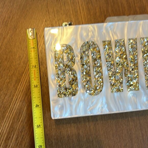 Rae of Light Mother Of Pearl Acrylic Wedding Custom Made BOWMAN Purse - Picture 12 of 13